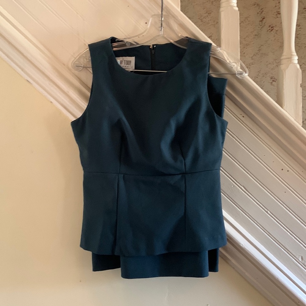 2 piece teal sleeveless skirt set